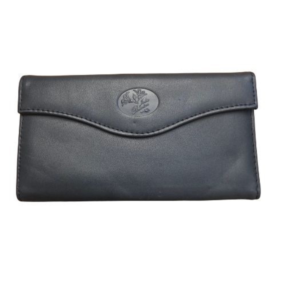 Julia Buxton Heiress Black Leather Organizer Clutch Coin Pocket Grandmacore